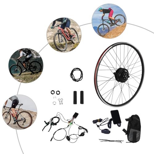 SuhoFutus Ebike Umbausatz, Elektromotor Bausatz Fahrrad Umbausatz, Hinterrad Umbausatz, für 28/29 in Fahrrad, 700C Scheibenbremse V-Brake Hinterrad Bike, mit Verstellbares Getriebe