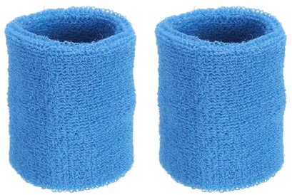PATIKIL 2 Packung Schweißbänder Handgelenk 8x10cm Weiche Verdickte Baumwolle Fitness Arm Schweißband für Tennis Basketball Fußball, Himmel Blau