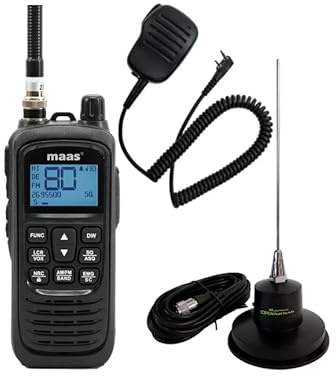 MAAS Paket 91 Set : 1 x MAAS KCB-H1000 Multinorm CB Handfunkgerät inkl. Akku + KFZ Adapter + 230 V und 12 V Lader + 1 x MAAS KEP-27-K Lautsprechermikrofon + 1 x MAAS KMA-100 Magnethaftantenne