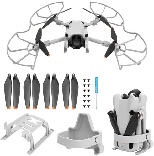 Drohnen-Zubehör-Set für DJI Mini 4 Pro - Propellerschutz, Fahrwerk, Fixierer, Propellerhalter, Stützgurt