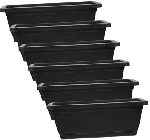 Milisten 6pièces Pots De Fleurs Rectangulaires Plastique avec Plateaux Jardinières Légères pour Plantes Intérieur Et Extérieur Idéales pour Balcon Et Jardin