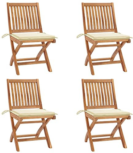 kettler gartenstuhl,gartenstühle wetterfest,Garten klappstuhl,Klappbare Gartenstühle mit Kissen 4 STK. Massivholz TeakGeeignet für Garten, Terrasse, Esszimmer