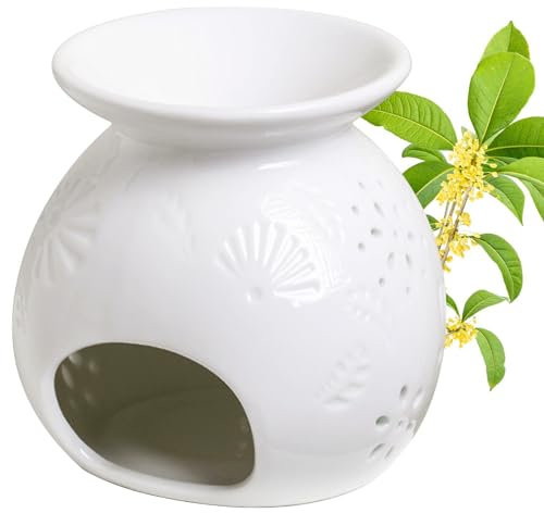 Brûleurs Parfumé Céramique, Botanique Brûleur à Huile, Essentielle Diffuseur d'arômes Bruleur Fondant Réchaud D'Aromathérapie pour Décoration Maison, Méditation - 11×11×11cm