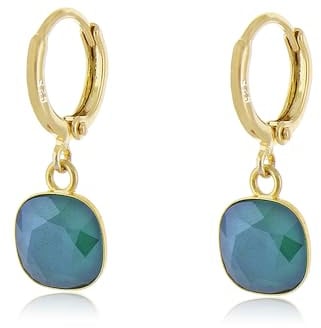 Malu Maiese – Creolen Ohrringe mit Kristallen, 925 Sterlingsilber vergoldet, leichte Creolen Ohrringe für Frauen, zeitlose Party Schmuck, Geschenk für Mama