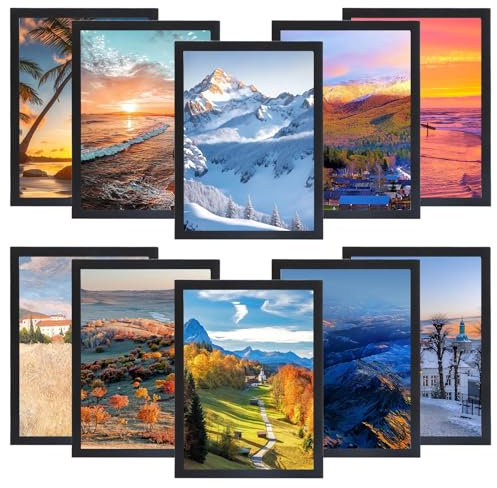 xiaowanwan 10 Stück Magnetrahmen A4,Magnetische Bilderrahmen,A4 Info-Rahmen,Magnetrahmen Selbstklebend für Diamond Painting Rahmen,Wanddekorationen wie Poster und Fotos (Schwarz)