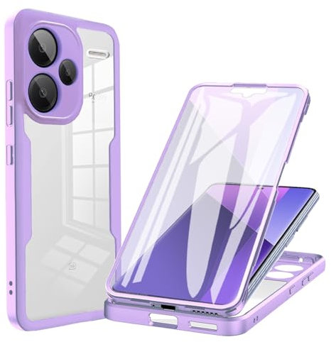 YUECXIN Funda para Xiaomi Redmi Note 13 Pro+ Plus 5G, Carcasa Antigolpes de 360 ​​Grados con Protector de Pantalla Integrado, Cubierta de Material de Doble Capa Case Caso, Morado