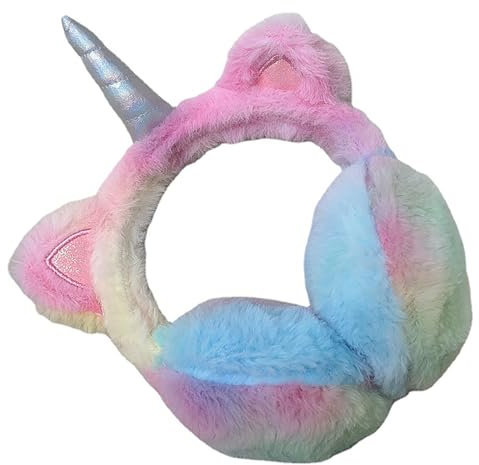 Dinghaole colorful unicorn ear muffs for girls,fluffy ear muffs kids,Winter Warm Adjustable Fluffy Ear Warmers for Girls,ear muffs girls cold,unicorn ear muffs for Toddler and Teen 3-10 Years