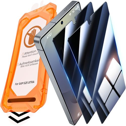 UniqueMe für Samsung Galaxy S25 Ultra für Panzerglas Sichtschutz - [Full Screen Displayschutz] Schutzfolie Sichtschutz für Samsung Galaxy S25 Ultra Schutzglas,Auto Installation,2 Stück