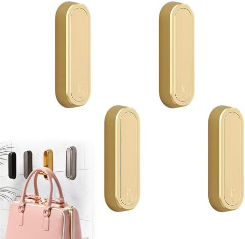 4 Stück Kleiderhaken Klappbar, Klappbarer Wandhaken und Kleiderhaken Tragkraft 20kg, Zum Aufhängen von Mänteln und Handtüchern, Faltbarer Garderobenhaken für Kleiderschrank, Bad und Küche (Gold)