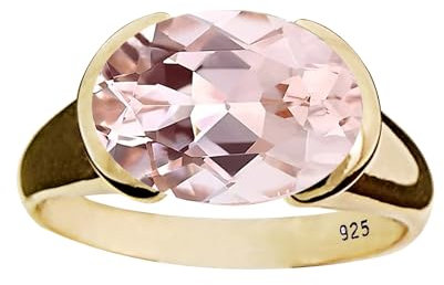 Gems Vibes Rosa Morganit-Ring, 925er Sterlingsilber, handgefertigter Ring für Frauen, Geburtstagsgeschenk für Sie, Statement-Morganit-Ring, zierlicher Morganit-Edelstein-Ring (Roségold), Größe 9