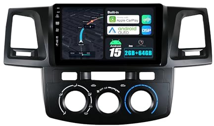 BXLIYER Android 15 Autoradio für Toyota Fortuner Hilux 2008-2015 GPS Navigation Radio - Kabellos CarPlay Android Auto - DAB Lenkradsteuerung WiFi DSP Bluetooth - Kamera - 2G+64G - IPS 9 Zoll 2 Din