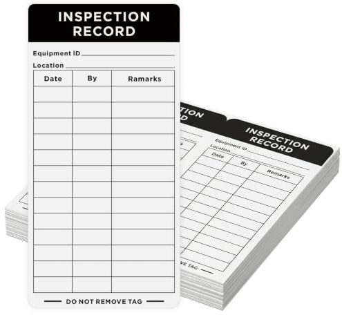 100 PCS Inspection Record Stickers, Joyfulmap Safety Inspection Forms Tags for Accident Prevention, Equipment Maintenance, Warehouse Safety, Machine Inspection, Self Adhesive Lables, Black, 5x 3