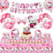 99 Piezas Palloncini Kitty Compleanno, Decorazioni Compleanno Ki-tty Carta per Compleanno per Bambini Set, Decorazione Rosa per Ragazze,Tovaglioli, Tovaglie, Striscioni, Decorazioni per Torte