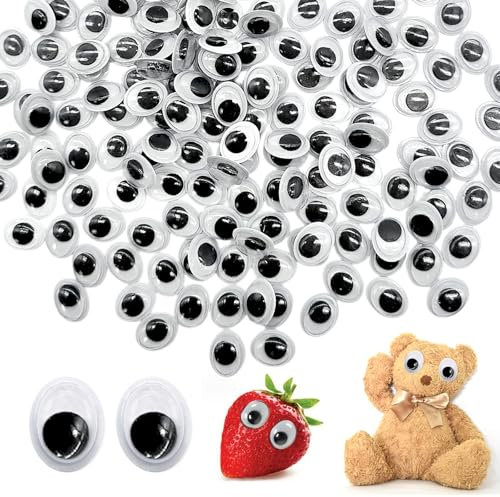 LUMOOM 300 ojos autoadhesivos para muñecas, ojos de muñecas, ojos de plástico, ojos saltones para manualidades, decoración, para manualidades, álbumes de recortes, juguetes, accesorios (negro)