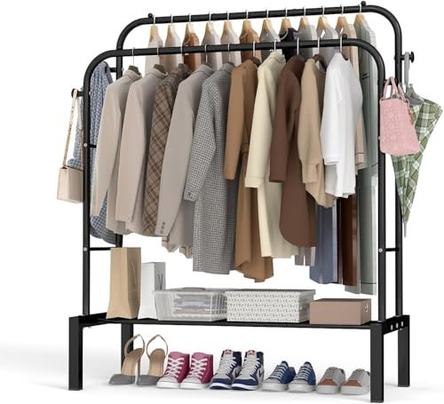 LOEFME Kleiderstange, 110 * 40 * 150 cm Kleiderständer, Multifunktionale Kleiderstange aus Metall, Kleiderstange im minimalistischen Design, Geeignet für Schlafzimmer, Garderoben, Balkone und Schlafsä