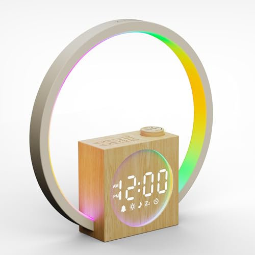 LIORQUE Tageslichtwecker Lichtwecker Sonnenaufgang Sonnenuntergang Simulation, Wecker mit Licht und Wake Up Light, 20 Helligkeitsstufen, 12 Farblicht, Snooze, Geschenk Erwachsene-Kinder