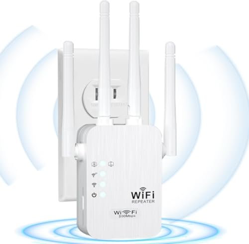 Sukiiter 2025 Newest WiFi Extender, WiFi Booster, WiFi Repeater, 4 *Antennas Covers Up to 3800 Sq.ft and 45 Devices, Internet Booster - with Ethernet Port, Quick Setup, Home Wireless Signal Booster