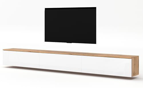 AXLIVING Lowboard 3x100cm Loriano TV Board Eiche Wotan/weiß Hochglanz
