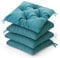 Wasserdichtes Stuhlkissen 45x45 cm – Gartenkissen für Stühle & Sessel – Dickes Sitzkissen 6 cm – Outdoor Sitzauflage für Gartenmöbel – Wetterfest & Pflegeleicht - 4er Set - Blau