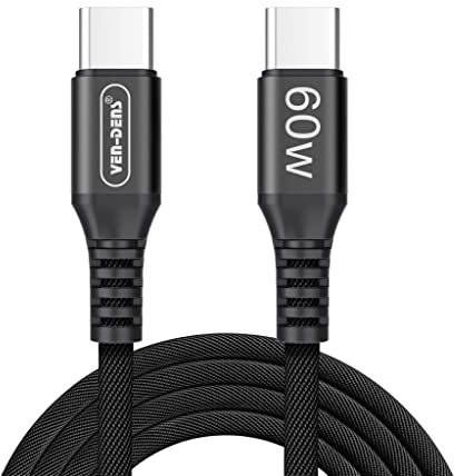 For Samsung Galaxy Z Flip 7 / Z Fold 7 Charger Cable, USB C to USB C Cable, Super Fast 60W (1.5 M) USB C Charger Lead PD Type C Universal Nylon Braided Cable (BLACK)