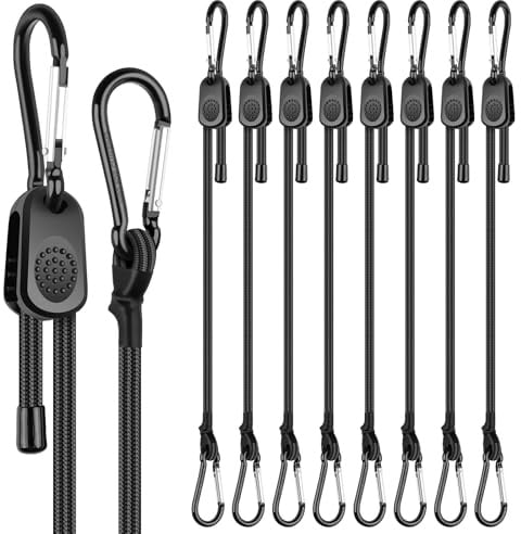 Spanngummi Mit Karabiner Haken 30 cm, 8 Stück Verstellbar Expander Mit Haken, Gummispanner GepäCkspanner zur Befestigung von Sonnensegel, Tarpaulins, Abdeckplane Fahrrad, Auto, Ladung