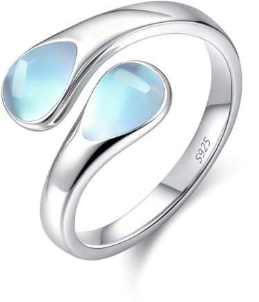 Keltische Ring 925 Sterling Silber Ringe für Damen Moosachat/Türkis/Mondstein/Bernstein/Malachit Ringe Geschenk für Weihnachten Muttertag Valentinstag