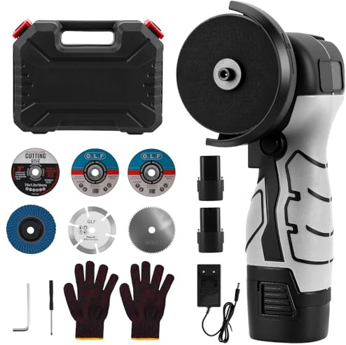 Mini Winkelschleifer,16.8V Akku Mini Flex mit 2x2000mAh Akkus,19800 U/min 6x76mm Schneidscheiben, Professional Mini Akku Winkelschleifer Set Geeignet zum Schneiden, Polieren und Schleifen