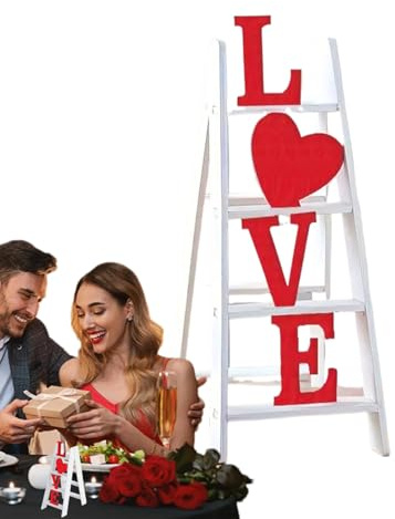 Valentinstag-Leiter, Valentinstag-Leiter-Dekorationen Liebe in der Leiter | Valentinstag-Dekorationen für den Schreibtisch, Nachttisch, Schlafzimmer, Wohnzimmer, Hochzeitsdekoration