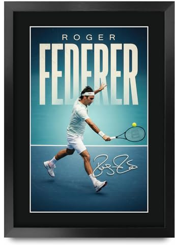 HWC Trading Roger Federer Tennis Geschenke Gedrucktes Signiertes Autogramm Foto für Fans von Tennis Memorabilien (ID-000193) - A3 Gerahmt