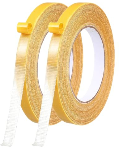 2 PCS Doppelseitiges Gewebeklebeband - Textilkleber - Mode Kleid, Tuch, Vorhänge,Stark Haftend, Aber Ablösbar und Rückstandsfrei, Kein Nähen oder Bügeln Erforderlich, Vielseitig Einsetzbar - 1cmx10m