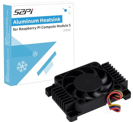 GeeekPi Aluminium-Kühlkörper mit Lüfter, CNC-gefräst, PWM-gesteuert, für Raspberry Pi Compute Module 5,mit 4007 Lüfter