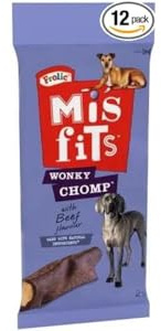 Misfits Wonky Chomp Dog Treats, with Beef – Pack of 12 (12 x 170 g)