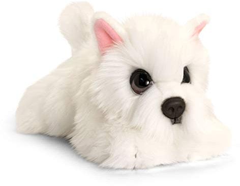 Lashuma Keel Toys Plüschtier Hund Westie, Kuscheltier Weiß, Stofftier Hündchen liegend 32 cm