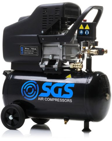 SGS 24 Litre Direct Drive Air Compressor – Portable Electric Compressor for Workshop and Garage Use, 2.5HP, 9.6 CFM, 116 PSI