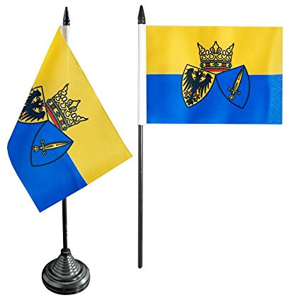 Flaggenfritze Tischflagge Deutschland Stadt Essen 10 x 15 cm, reißfestes Polyester, farbintensiver Siebdruck, kleine Fahne mit Kunststoff-Sockel