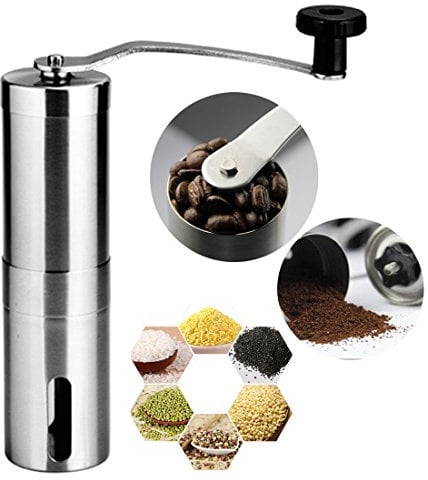 LABABE Stainless Steel Manual Coffee Bean Grinder Mill Conical Burr Mill for Precision Brewing