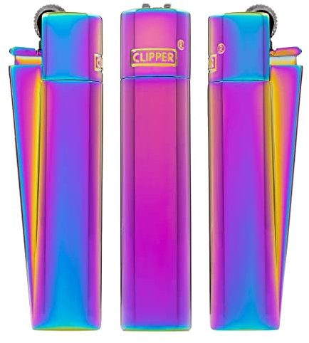 Clipper Feuerzeug Metall mit Schutzhülle Rainbow