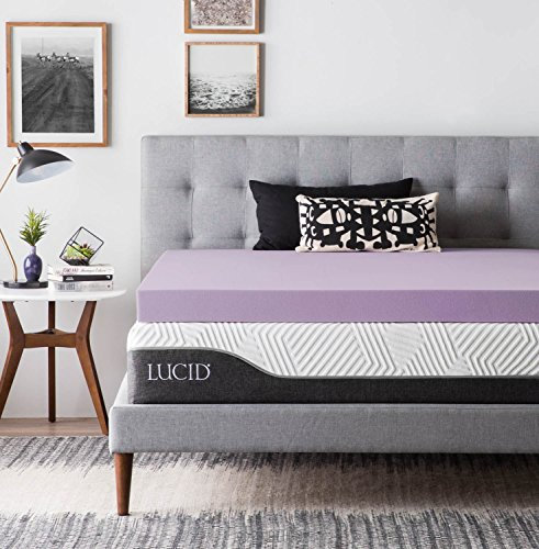 LUCID Foam Mattress Topper-Ventilated Design, Lavender Infused Memory, 4 Inch, California King
