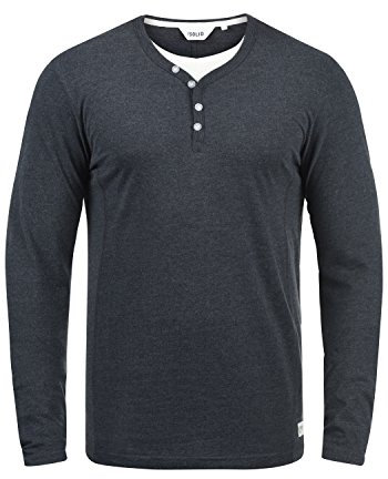 Solid Doriano Camiseta Básica De Manga Larga Longsleeve para Hombre con Cuello Grandad, tamaño:M, Color:Insignia Blue Melange (8991)