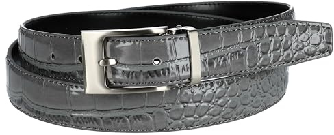 Leather Croc Print Dress Belt with Clamp On Buckle
