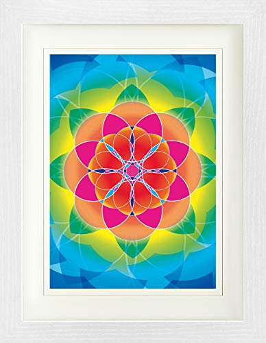 1art1 Mandalas Poster Blume des Lebens, Regenbogen Gerahmtes Bild Mit Edlem Passepartout | Wand-Bilder | Im Bilderrahmen 40x30 cm