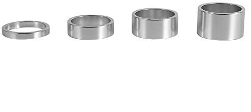 Keenso Fahrrad Steuersatz Spacer, 4 STK 5mm / 10mm / 15mm / 20mm Aluminiumlegierung Fahrrad Vorbau Spacer Steuersatz Gabel Unterlegscheibe für 28,6mm Stuersatz, Gabel, Vorbau(Silber)