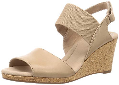 Clarks Lafley Lily Hook & Loop Beige Other Leather Womens Wedges 261500314