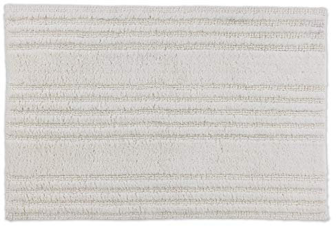 Schöner Wohnen Kollektion Badematte 60 x 90 cm – beidseitig verwendbar – waschbarer Badvorleger Creme – Streifen – 100% Baumwolle