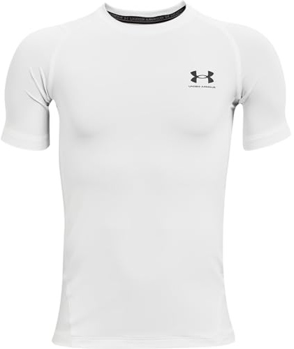 Under Armour Boys HeatGear Armour Short-Sleeve T-Shirt , White (100)/Black , Large