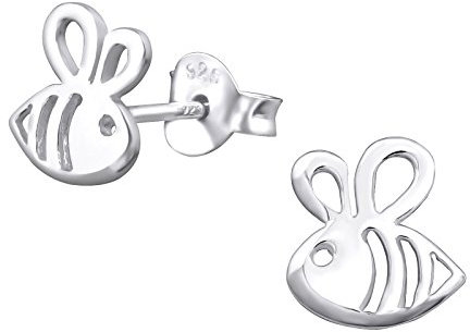 Laimons Kinder Mädchen-Ohrstecker Biene Hummel 8 mm Matt Glanz aus Sterling Silber 925