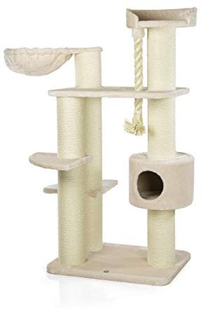 CanadianCat Company | Kratzbaum XXL Brockville für große & schwere Katzen XXL | beige | ca. 130 x 88 x 163 cm mit dicken Säulen