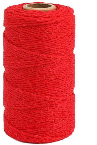 G2PLUS Rot Bäcker Bindfäden, 100M Baumwolle Schnur, 2MM Bastelschnur Dekokordel Schnur Perfekt für DIY Kunstgewerbe Gartenarbeit