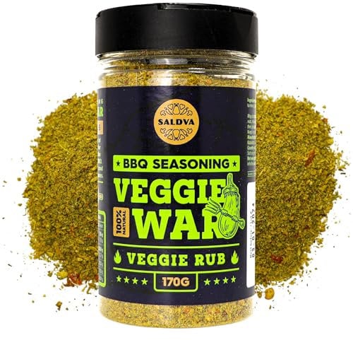 Veggie War BBQ Veggie Rub - 100% Natural Vegetable Seasoning - Amazing Blend Of Spices for Perfect Vegetable Dishes - Large Jar (170g)