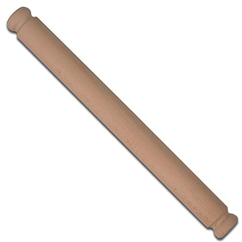 PnL Teigroller Holz Pizzarolle Nudelholz in Buche | 35 cm lang | Handarbeit aus der EU | jeder Teig-Roller ein Unikat | Pizzateigroller ohne Griffe | Mattarello - oklava Teigroller Holz backen